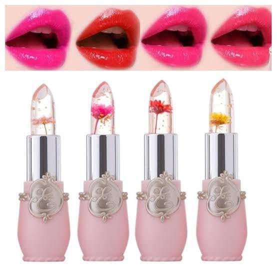 Crystal Jelly Lip Balm Lipstick Flower Temperature Color Changing Lip Gloss Transparent Long Lasting Lipstick Moisturizer Makeup