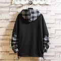 Autumn Spring Black Patchwork Hoodies MEN'S Sweatshirts Hiphop Punk Streetwear Casual Pullover. 