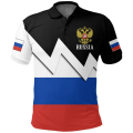 Russia Flag Map 3D Print Polo Shirts For Men Clothes Russian National Emblem Eagle POLO Shirt Sport Jersey Casual Boy Lapel Tops. 