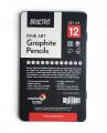 BRUSTRO Artists Fineart Graphite Pencil Set of 12 (10B-2H) with Elegant Tin Box.