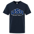 Usa Basketball Letter Logo Tshirts Men Fashion Cotton T Shirts Summer Breathable Mens Tee Clothes Oversize O-Neck Street Tops. 