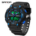 SANDA 6181 Dual Display Men Watches Waterproof Sports Watch Military Man Alarm Stopwatch Quartz Wristwatch Male Digital Clock.