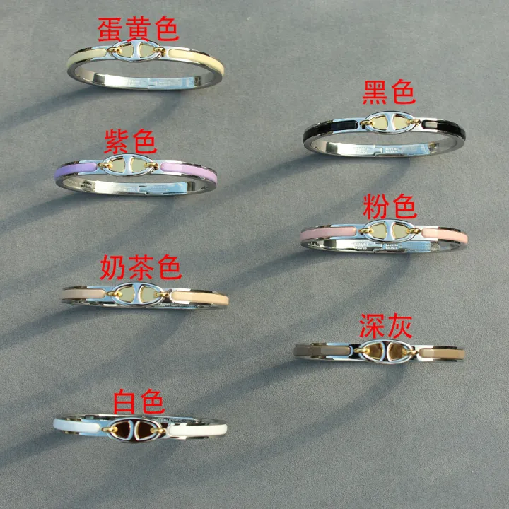 CNC%20High%20Version%20H%20Letter%20Pig%20Nose%20Enamel%20Love%20Home%20Bracelet%20Women's%2018K%20Rose%20Gold%208%20Character%20Buckle%20Couple%20Bracelet%20Men%20-%20Image%202