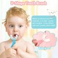 1 Pack Kids U Shaped Toothbrush with Soft Silicone Brush Head,Whitening Massage Toothbrush U-Type Toothbrush 360° Oral Teeth Cleaning Design for Toddlers and Children Ages 2-8 Year Old(Blue+Pink). 