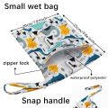20*25cm Baby Diaper Bag Cartoon Print Wet Dry Nappy Zipper Handbag Stroller Carry Pack Travel Outdoor Wet Diaper Storage Bags. 