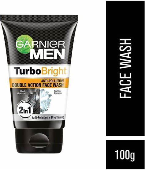 Garnier Men Turbo Bright Brightening Lemon Extract + Anti-Oxidant Grape Water Face Wash 100gm