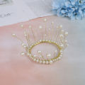 Shiny Pearl Princess Crown Cake Topper Wedding Happy Birthday Hat Cake Decor.