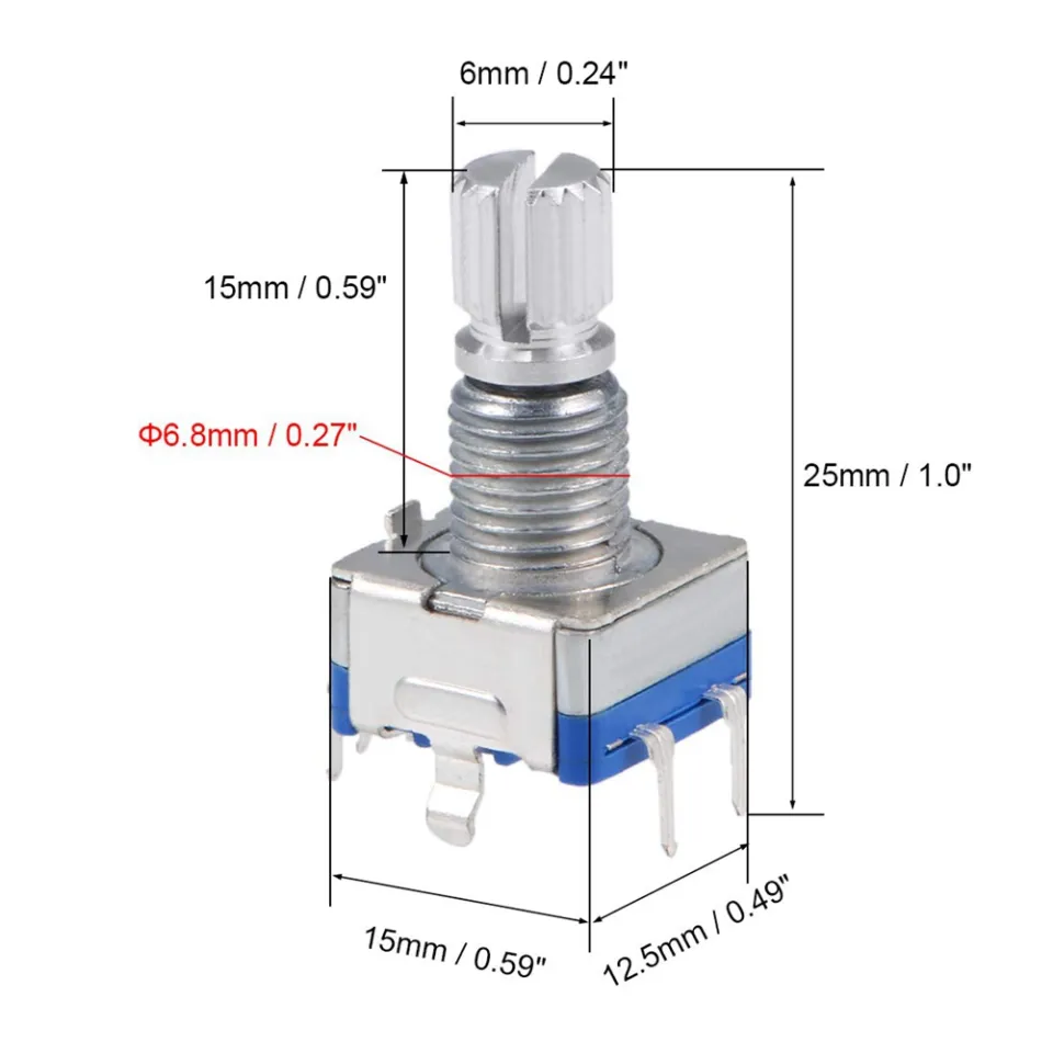 EMSea 5 Kits of 360 Degree Rotary Encoder Modules EC11 Digital Potentiometer Push Button Switch 5 Pins 20mm Shaft with Black Knob Cap