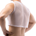 Mens Transparent Fishnet Crop Top Mesh Hollow Out Tank Tops Gym Fitness Sleeveless Undershirts T-shirts Nightclub Mini Vest.