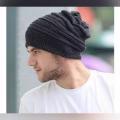 Woolen Winter Cap For Male & Female - Black. 