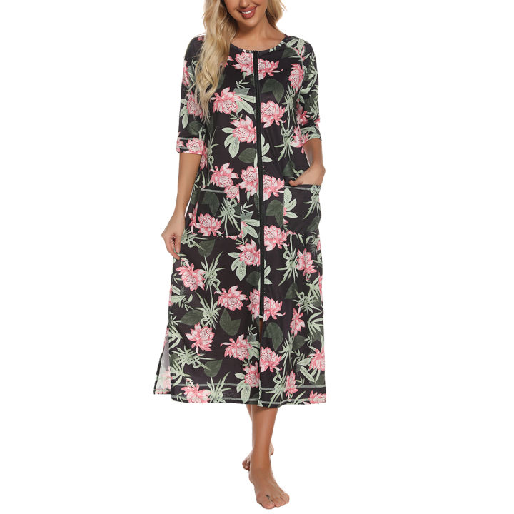Zipper%20Women%20Sleepwear%20Pajama%20Maternity%20Dress%203/4Sleeve%20Nursing%20Baby%20Breastfeeding%20Nightdress%20Pregnancy%20Dress%20%D0%BF%D0%B8%D0%B6%D0%B0%D0%BC%D0%B0%20%D1%85%D0%BB%D0%BE%D0%BF%D0%BE%D0%BA%20-%20Image%207