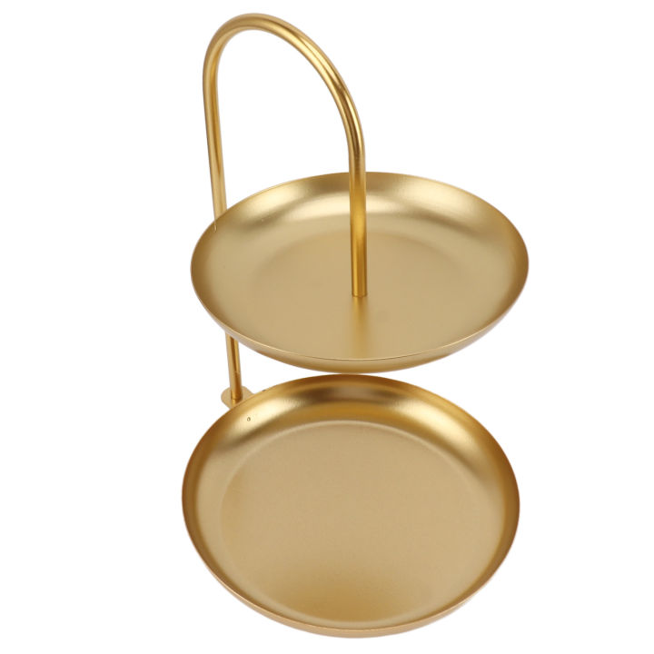 Iron Dessert Plate Rack Fruit Stand Round 2 Tier Snack Cupcake Display Holder for Party Wedding Birthday Home Decoration