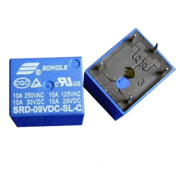 9V Relay DC-9V DC9V 10A 250VAC 5 Pin Coil SPDT Power Relays SRD-09VDC-SL-C PCB Mount Auto Universal Power Relay Switches DC 9V Relay