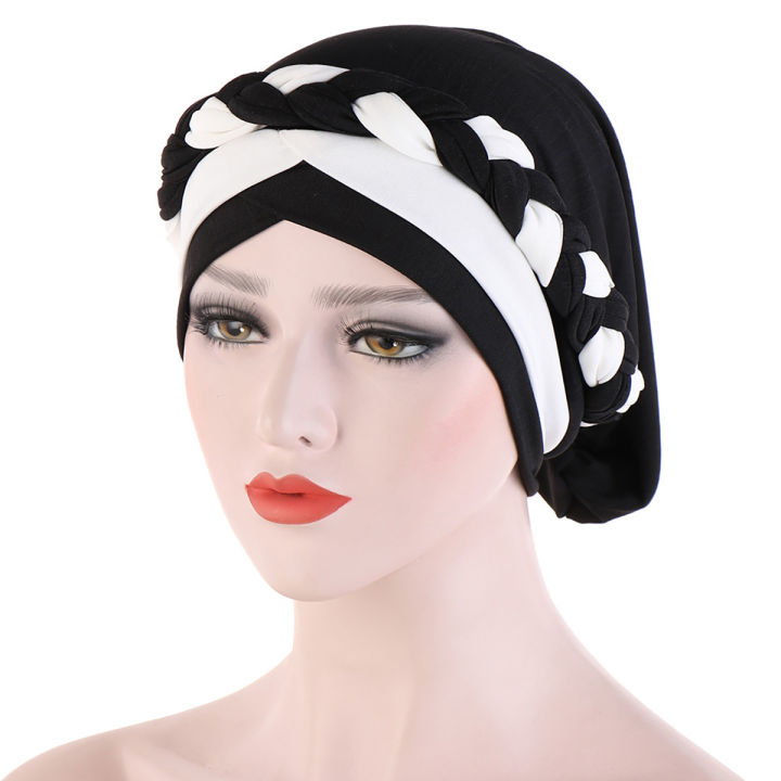 Women Braid Elastic Head Scarf Turban Hat Cancer Chemo Hair Loss