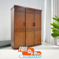 Wood Almirah A-790 3 Shutter Finishing Smoothly.