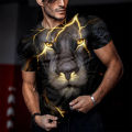 3D Print Lion Shirt Men's T-shirt 2023 New Sweatshirt Summer O Neck Casual Short Sleeve Tees Mens Clothing Male Cool Streetwear.
