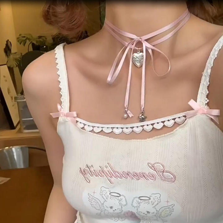Jewelry%20Accessories%20Bow%20Tie%20Choker%20Chain%20Birthday%20Party%20Sweet%20Heart%20Necklace%20Lovely%20Star%20Pink%20Ribbon%20for%20Fashion%20Elegant%20-%20Image%203