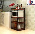 4-storey Kitchen Shelf Floor-standing Wood Carbon Steel Structure Multi-purpose Storage Rack Suitable Kitchen.