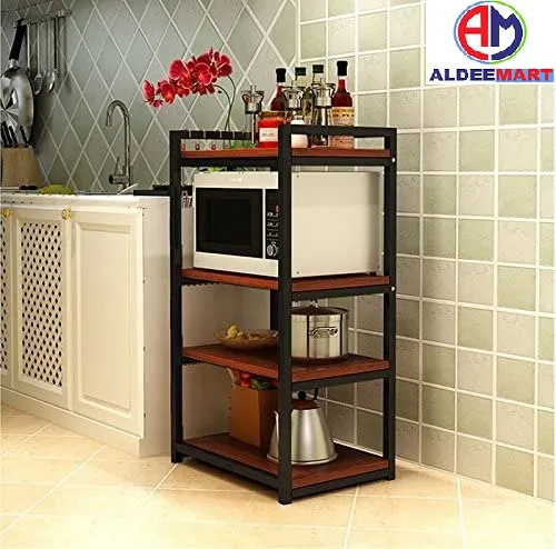 4-storey%20Kitchen%20Shelf%20Floor-standing%20Wood%20Carbon%20Steel%20Structure%20Multi-purpose%20Storage%20Rack%20Suitable%20Kitchen%20-%20Image%203
