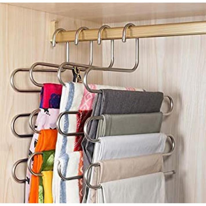 S-Shape Stainless Steel 5 Layer Cloth Hanger - Hanger
