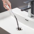 Pipe Dredging Cleaning Brush Bathroom Hair Sewer SiCleaning Brush Drain Cleaner Flexible Cleaner Clog Plug Hole Remover Tool-White-4024.