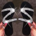 Women Sandals， Summer Beach Shallow Mouth Rhinestones Ladies Fashion Show Comfortable Light Shoes Sandalias Femininas. 