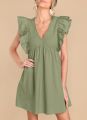 Women's Stylish Cotton Soft Summer Dress with Ruffle Trim and Flattering V-Neck. 