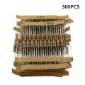300PCS 30 Values 1/2W Carbon Film Resistors Kit 5% Metal Resistors Set 10-1M Ohm Carbon Film Resistors with Individually Labeled.