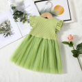 Summer New Baby Girls Dress Flower Embroidery Lace A-Line Skirt Solid Color Small Flying Sleeve Mesh Shag Dress Sweet Princess Dress. 