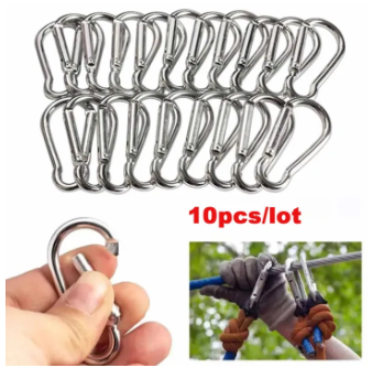 1/10Pcs No.4 Gourd-shaped Aluminum Alloy Carabiner Spring Hook Outdoor Safety Buckle Connecting Ring For Camping Hiking
