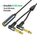 TRS 6.35mm Stereo To Dual Right Angle 1/4 TS Mono Insert Cable 6.5mm 1/4 TRS Jack Y Splitter Audio Breakout Cable for Mixer. 