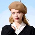 100% Wool Beret Hat Women Winter Thick Warm French Hat Girls Solid Color Autumn Berets Caps Hats For Women Flat Cap Felt Berets.
