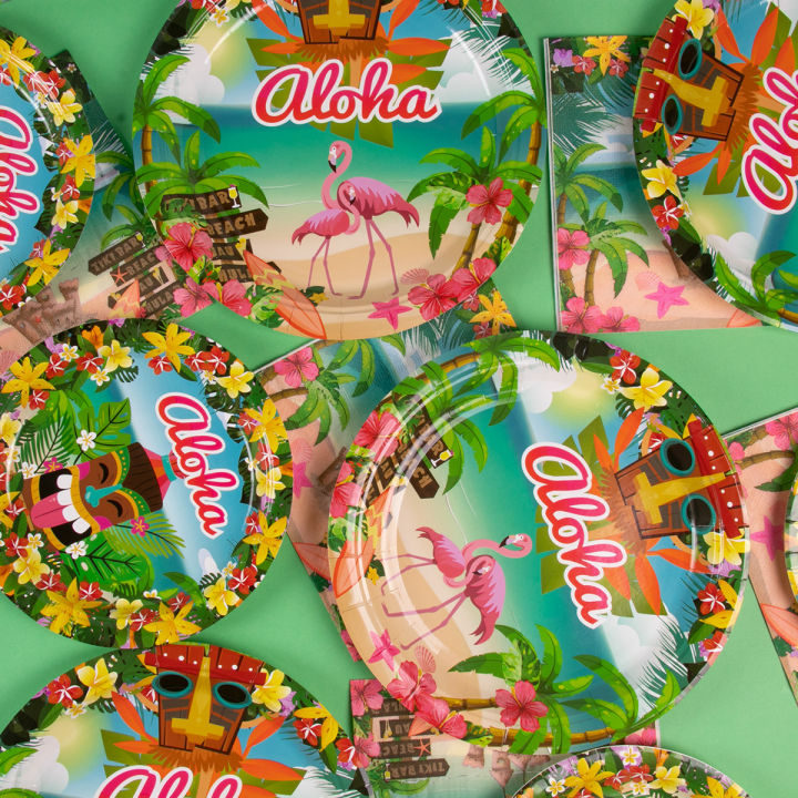 Hawaiian%20Party%20Disposable%20Tableware%20Tropical%20Aloha%20Party%20Decor%20Flowers%20Flamingo%20Paper%20Plate%20Cup%20Napkin%20Wedding%20Birthday%20Decor%20-%20Image%205