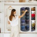 Wall Mount Hanging Hat Organizers for Baseball Felt Storage Holders for Bedroom Closet Space Saving Behind Door Storage Rack. 