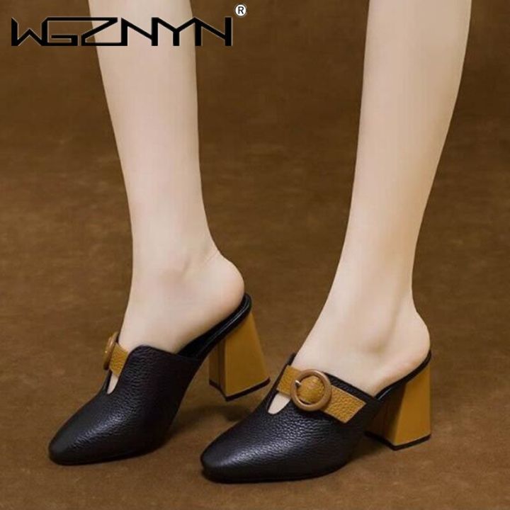 Women%20High%20Heeled%20Platform%20Half%20Slippers%20Leather%20Mules%20Femme%20Pointed%20Toe%20Feminino%20Office%20Ladies%20Chaussure%20Elegant%20Backless%20Shoes%20-%20Image%206
