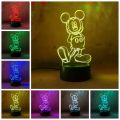 【Hey my home】Free shipping Cute Cartoon Mickey Mouse 3D Night Light LED Color Illusion Table Christmas Gift Child Kid.
