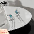 Carat Women Drop Earrings Chic Butterfly Tassel Earrings with Faux Pearls Rhinestones Trendy Asymmetric Design for Women Perfect for Fashionistas Rhinestones Inlaid Earrings. 