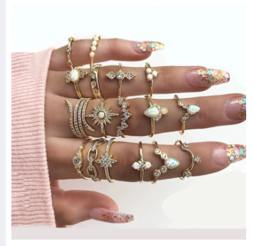 Crown Stacking Rings Midi Rings Set 17Pcs/Set - Ring | Daraz.com.bd