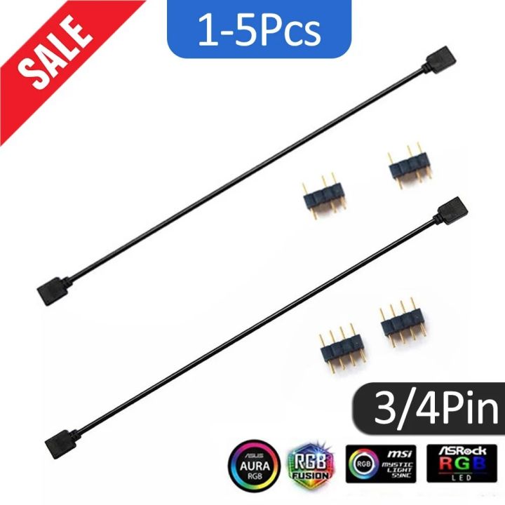 1-5Pcs 3Pin/4Pin Computer Motherboard Extension Cable RGB Extension Adapter Cable 12V/5V ARGB SYNC HUB Splitter Connector For PC