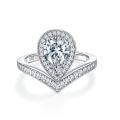Follow Cloud 1.5ct Pearl Water Drops Pear-shaped Moissanite Diamond Rings for Women Wedding Band Jewelry S925 Sterling Silver. 