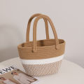 Pink twist hand-held cotton thread woven bag New small fresh hand-carried women's bag for a holiday picnic basket.