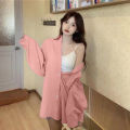 Spring and Autumn Women's New Korean Style bf Wind Loose ins Mid-Length Thin Student Coat Women Long Sleeve Shirt Women.