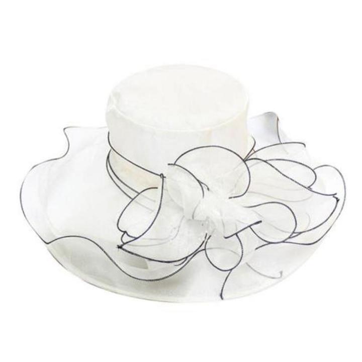 70% Women's Hat Hot Sell Floral Organza Wide Brim Church Kentucky Derby Fascinator Lady Tea Party Sun Hat