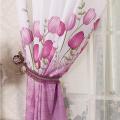 Modern Home Living Room Window Tulip Pattern Curtain Purple. 