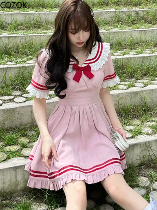 Japanese Kawaii Lolita Dress Women Summer 2022 Sweet Cute Party Mini Dresses  Female Korean Peter Pan Collar Elegant Fairy Dress | Daraz.com.bd