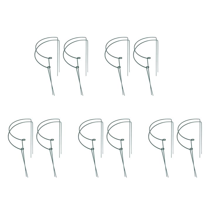 20 Pcs Plant Support Stakes Ring Cage Metal Garden Plant Stake Green Half Round Plant Support Ring Large Plant Supports