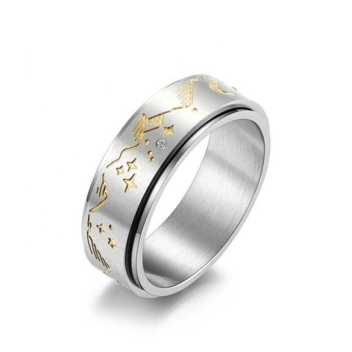 PUSHI jewelry personalized customizable finger swivel star moon ring jewelry for men swivel stainless steel ring anillo