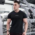 Black Gym Skinny T-shirt Men's Short sleeve t shirt Male Summer Fitness Bodybuilding Cotton Tee shirt Tops Casual Sport Clothing.