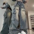 EmotionaE Multi-pocket Design Streetwear Cargo Pants Women Autumn Winter Wide-leg Trendy Niche Washable Oversized Jeans Women Y2k Baggy.