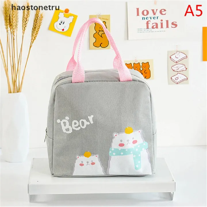 HAOS New Cartoon Insulated Lunch Bag Zipper Lunch Bag Bag Aluminum Film Thickened Large Capacity Portable Lunch Box Bag n